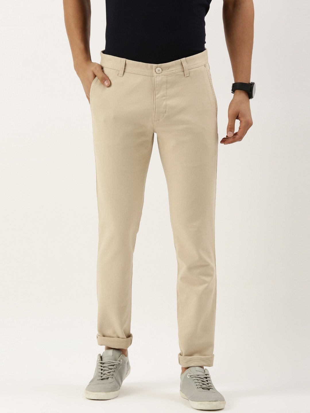 

Parx Men Super Slim Fit Chinos Trousers, Beige