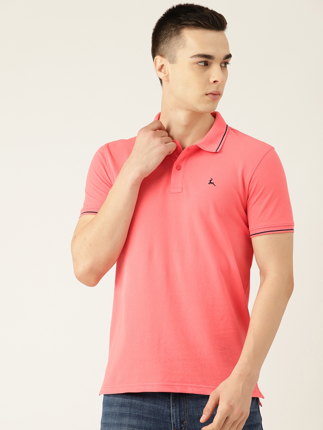 

Parx Men Polo Collar Solid T-shirt, Peach