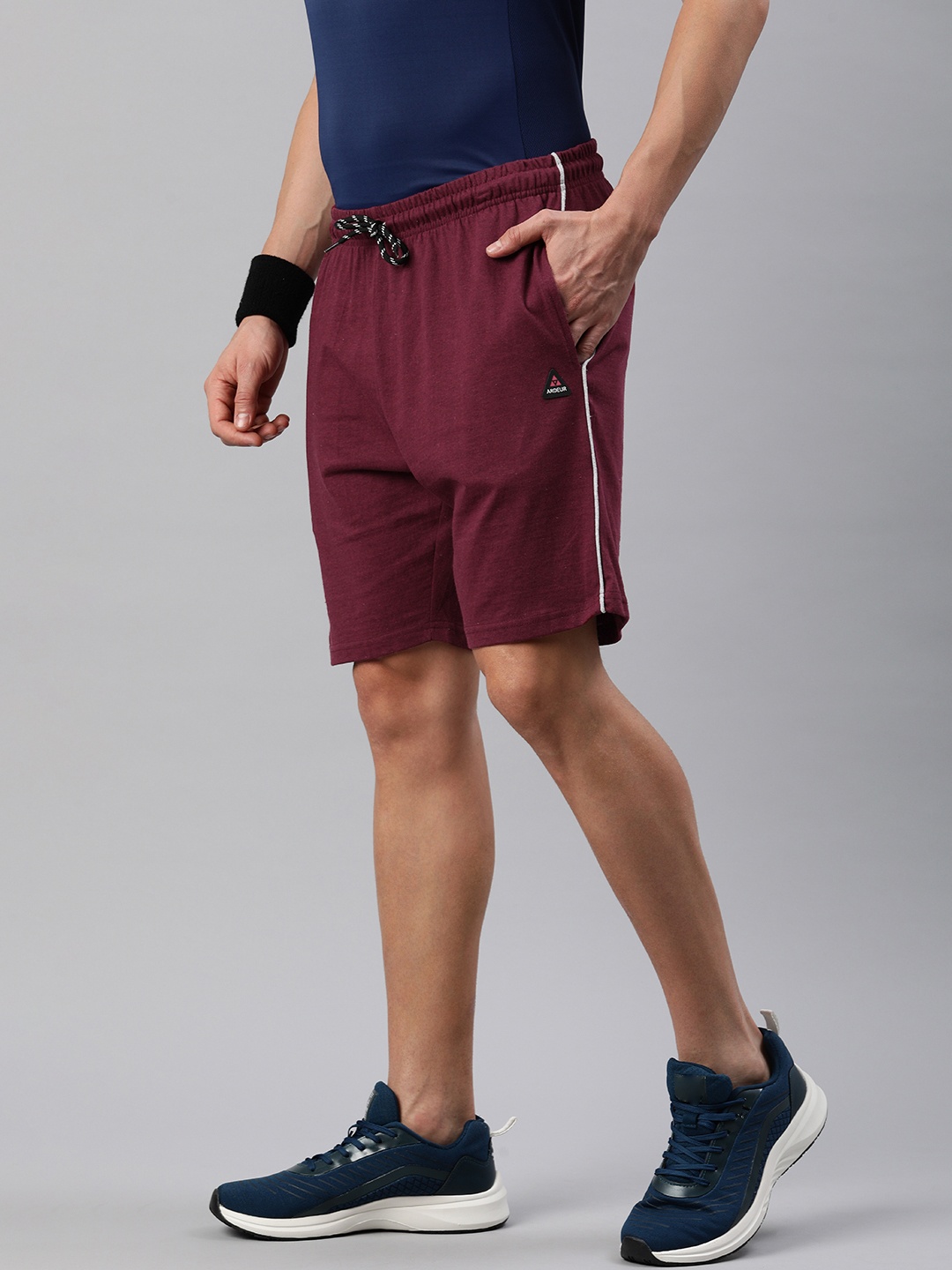 

ARDEUR Men Solid Regular Fit Shorts, Maroon