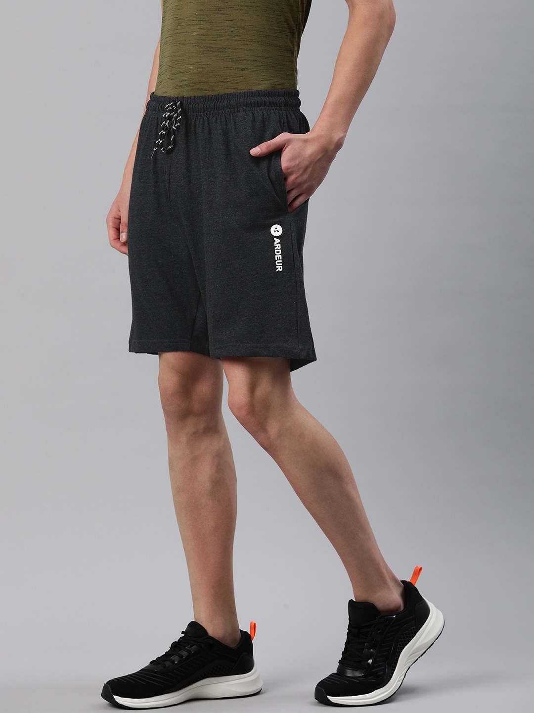 

ARDEUR Men Solid Regular Fit Shorts, Charcoal