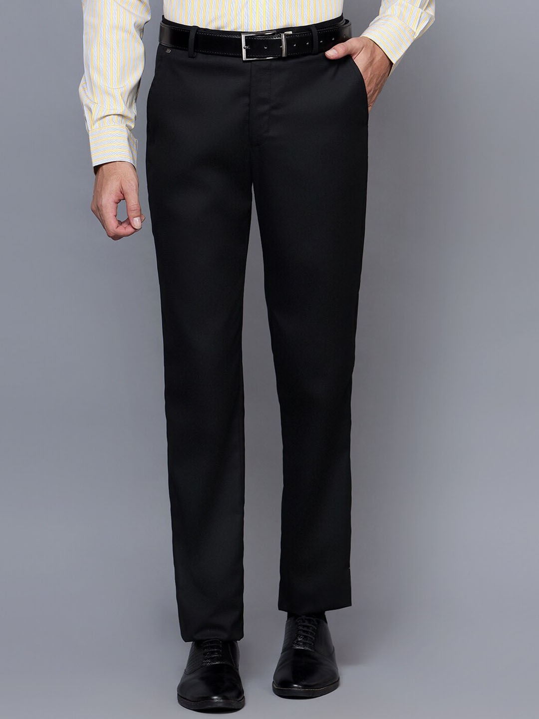 

Cantabil Men Mid-Rise Formal Trousers, Black