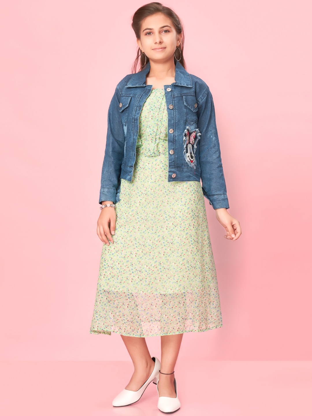 

Aarika Girls Patch Work Denim Jacket, Blue