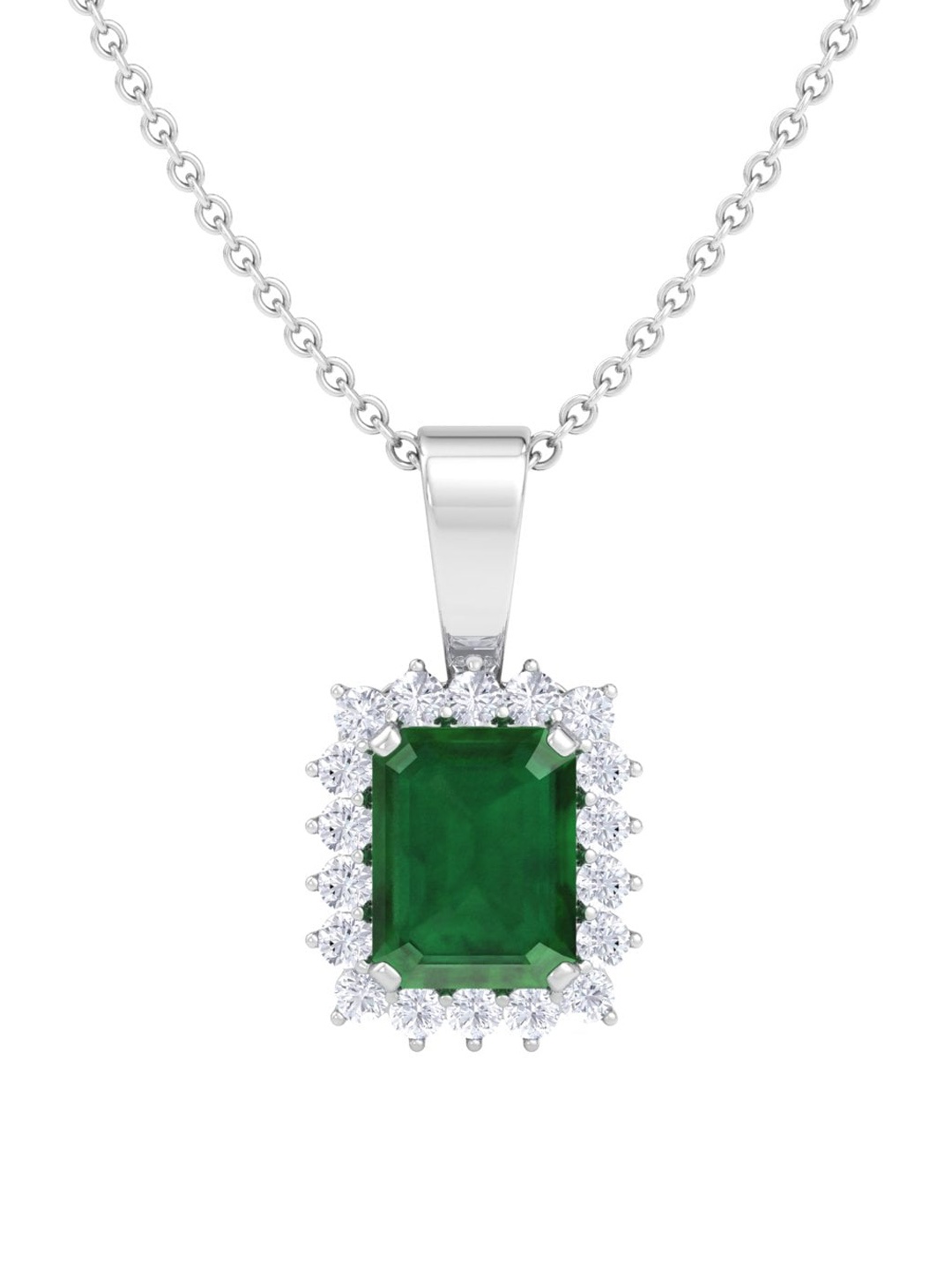 

Inddus Jewels Rhodium-Plated CZ-Studded Pendant With Chain, Silver