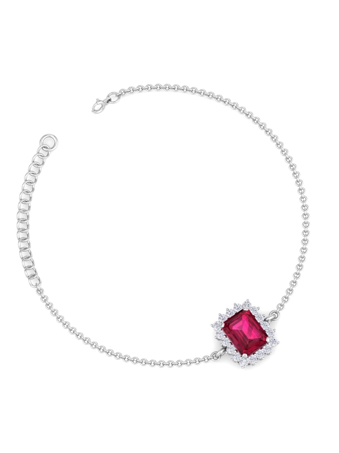 

Inddus Jewels 925 Sterling Silver Rhodium-Plated Cubic Zirconia Link Bracelet