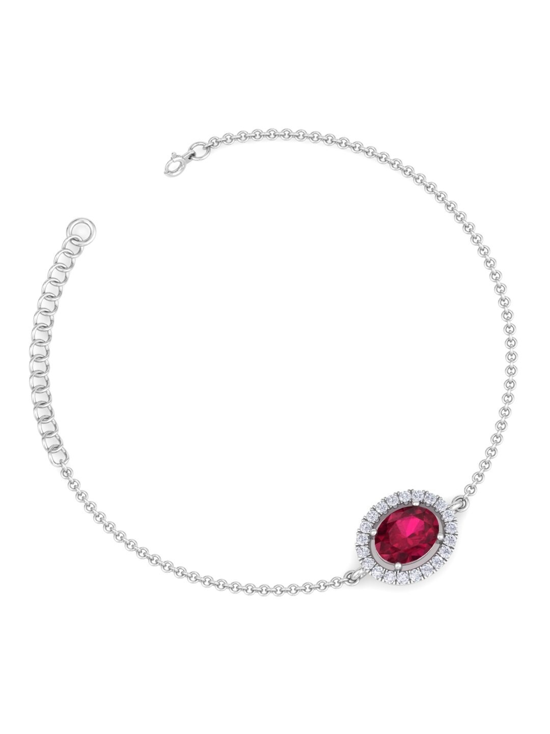 

Inddus Jewels 925 Sterling Silver Rhodium-Plated Cubic Zirconia Oval shaped Link Bracelet
