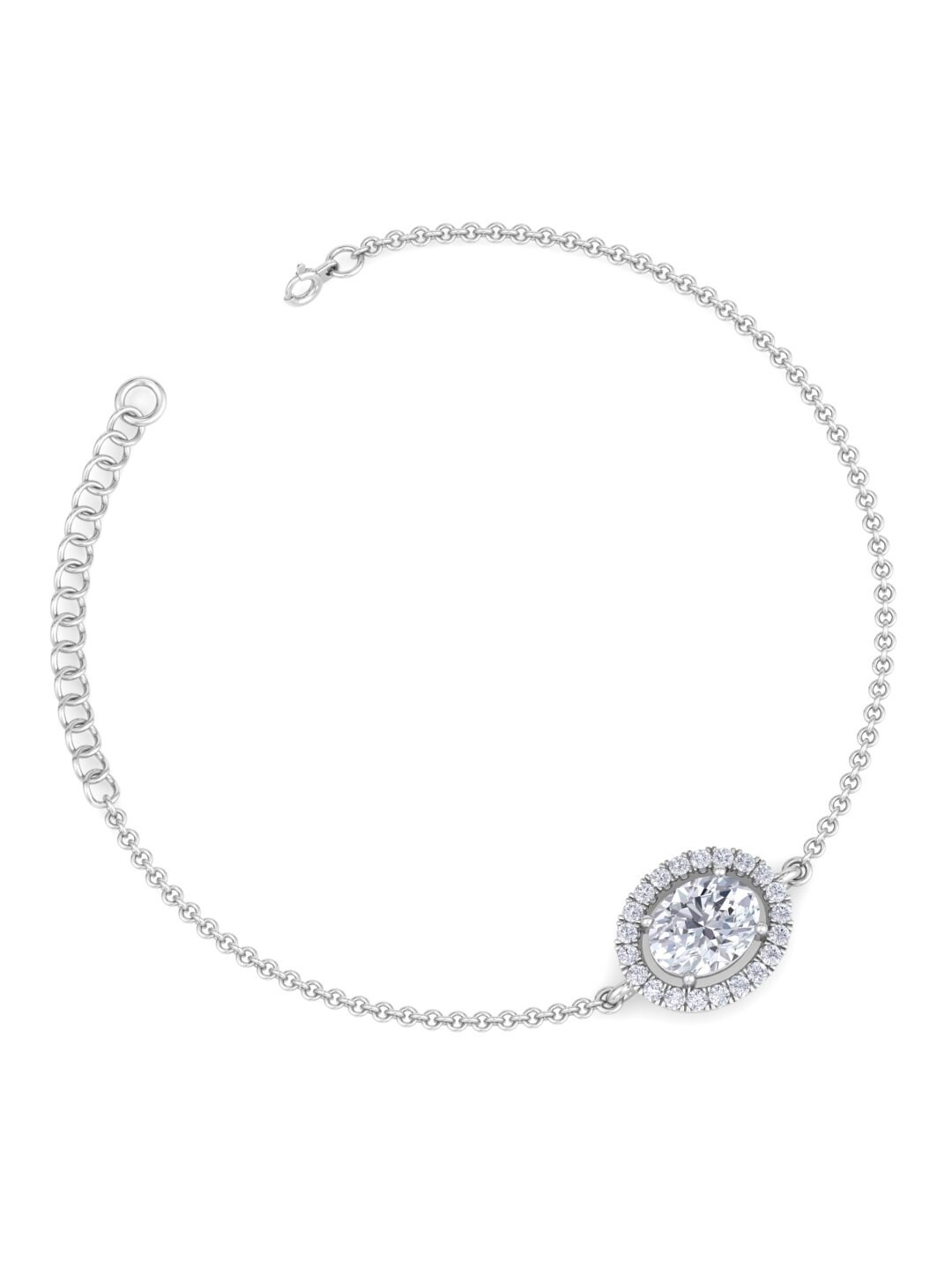

Inddus Jewels 925 Sterling Silver Rhodium-Plated Cubic Zirconia Oval shaped Link Bracelet