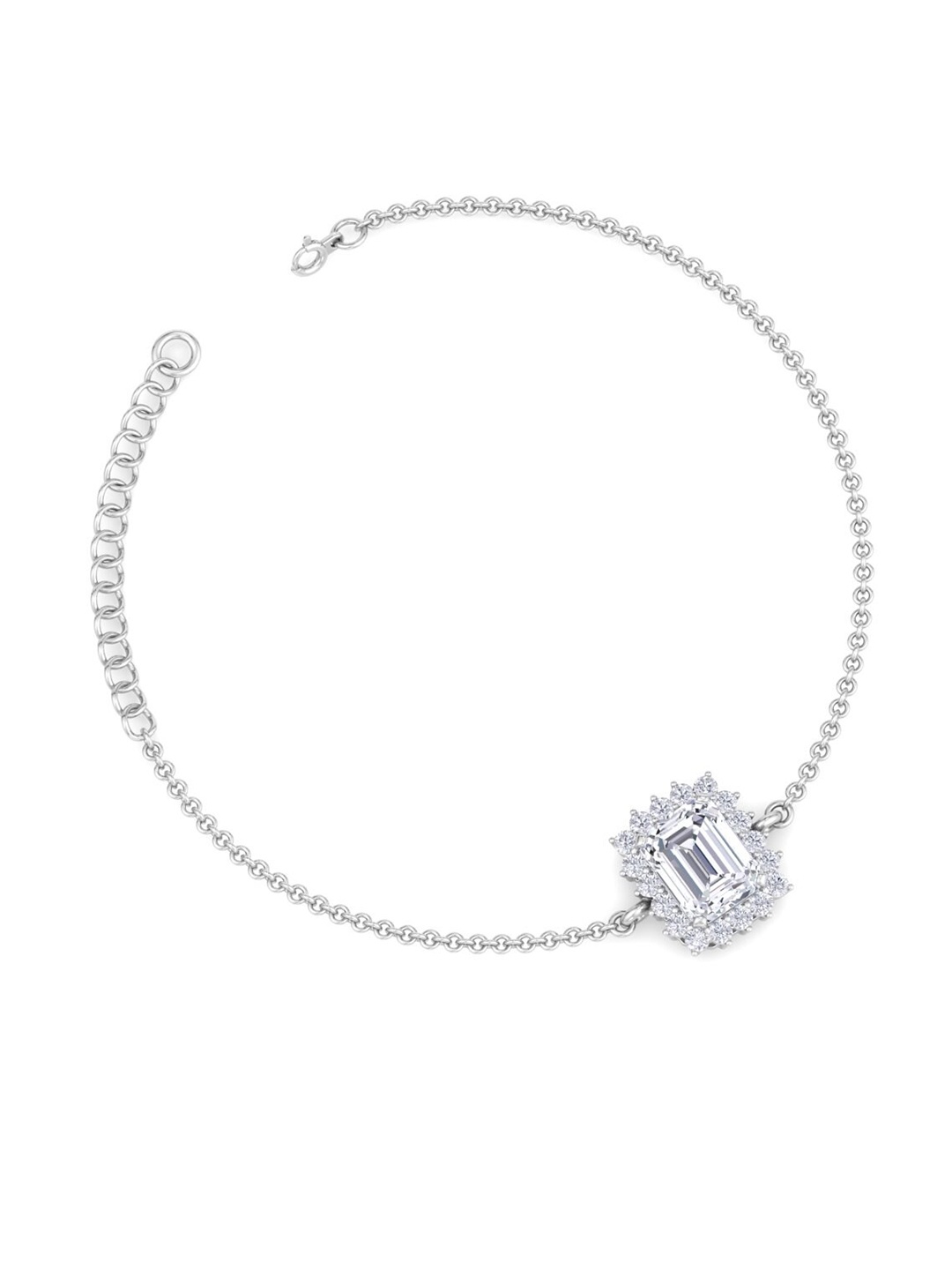 

Inddus Jewels Rhodium-Plated Sterling Silver Zircon Link Bracelet
