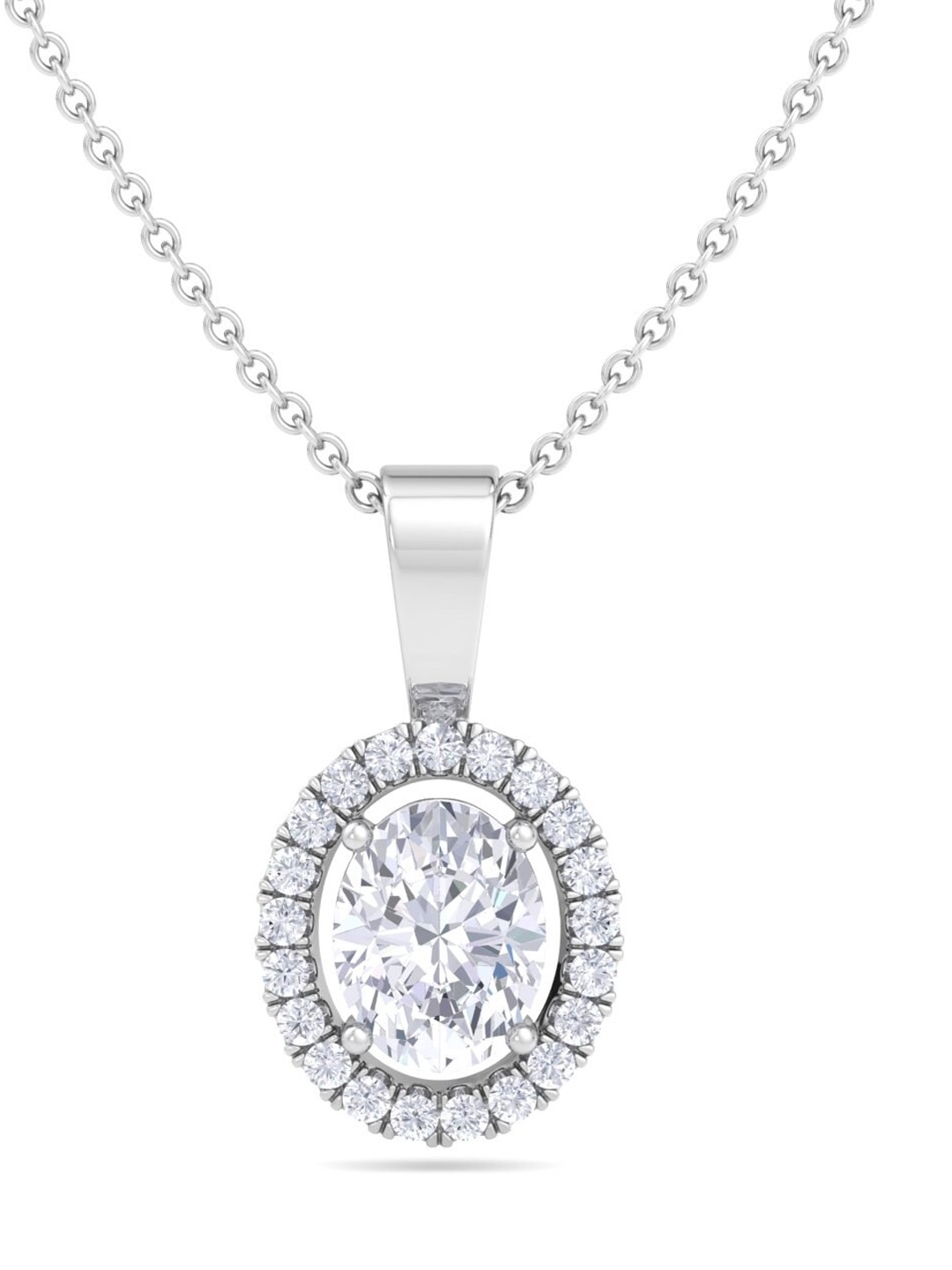 

Inddus Jewels 92.5 Sterling Silver Rhodium-Plated CZ-Studded Pendant With Chain