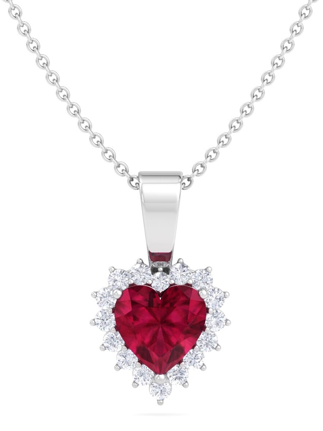 

Inddus Jewels Rhodium-Plated CZ-Studded Pendant With Chain, Silver