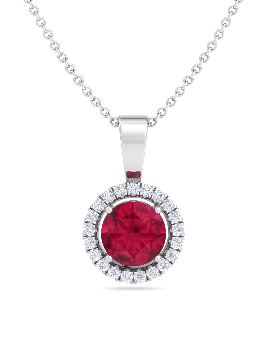 

Inddus Jewels 925 Sterling Silver Rhodium-Plated Circular CZ Studded Pendant With Chain