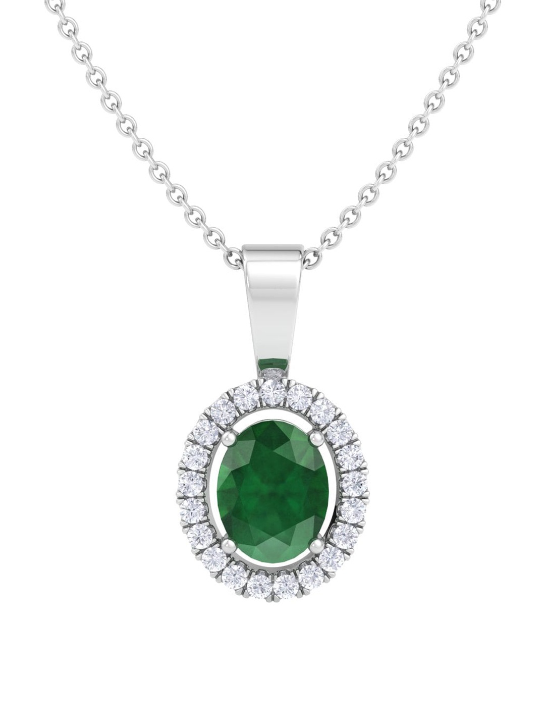 

Inddus Jewels 925 Sterling Silver Rhodium-Plated Oval Shaped Pendent With Chain