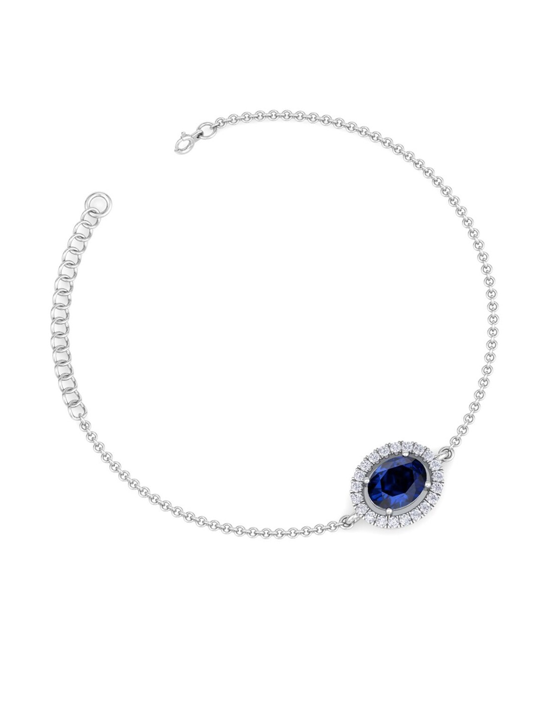 

Inddus Jewels Rhodium-Plated Sterling Silver Zircon Studded Link Bracelet