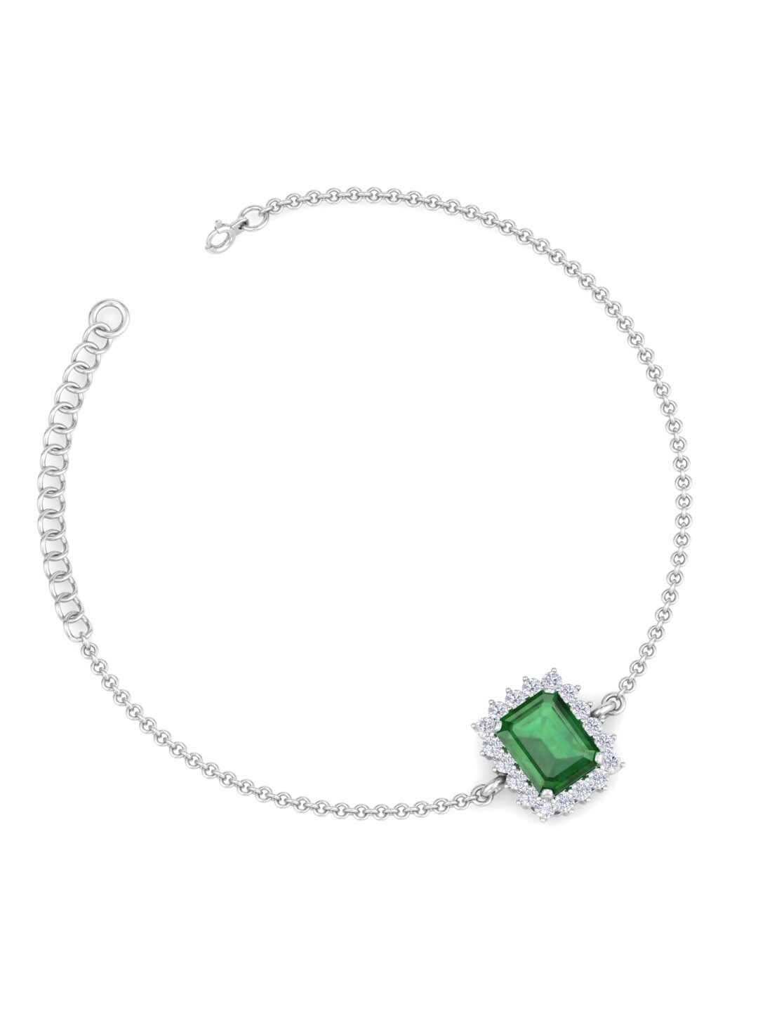 

Inddus Jewels Women Sterling Silver Cubic Zirconia Rhodium-Plated Link Bracelet