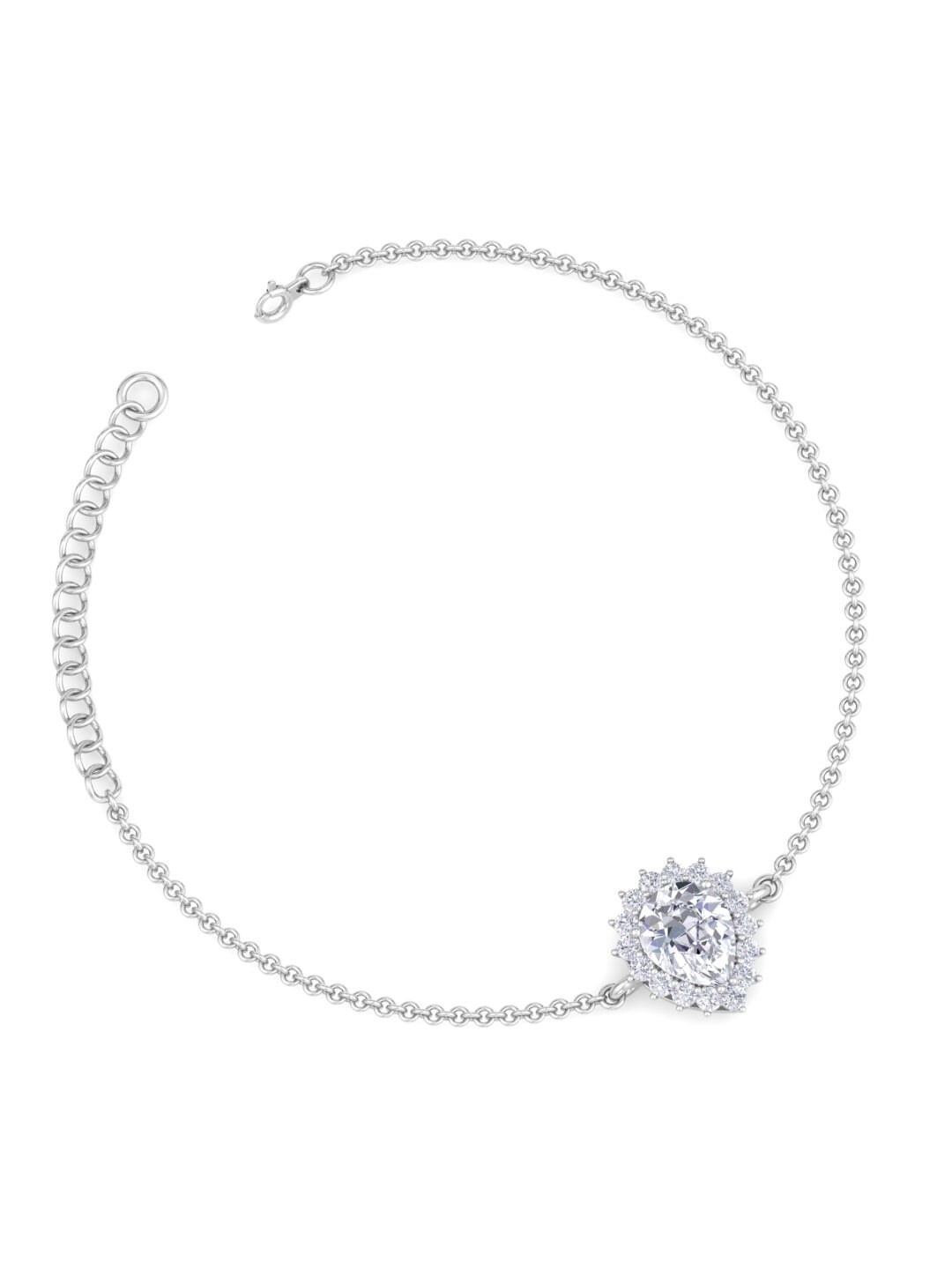

Inddus Jewels 925 Sterling Silver Rhodium-Plated Cubic Zirconia Link Bracelet