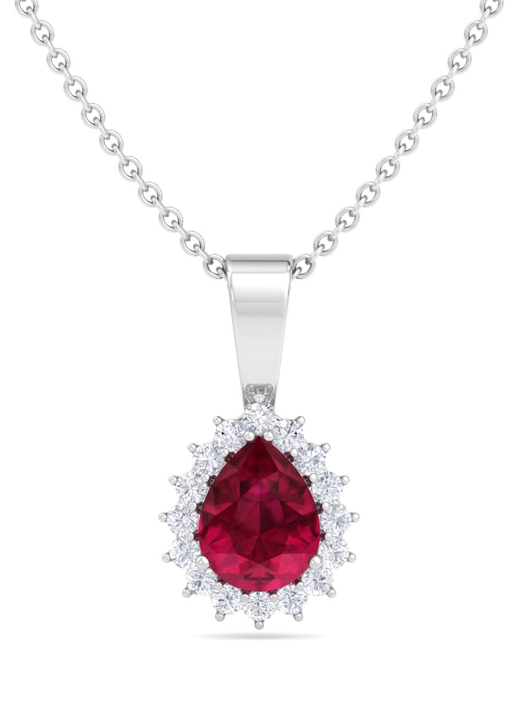 

Inddus Jewels 925 Sterling Silver Rhodium-Plated CZ-Studded Pendant With Chain