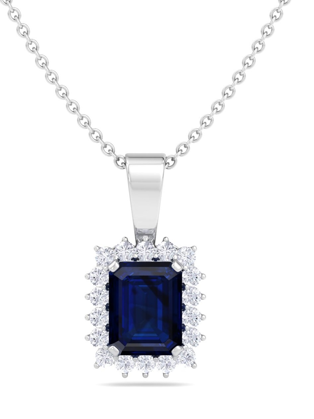 

Inddus Jewels 925 Sterling Silver Rhodium-Plated CZ Studded Pendant With Chain.