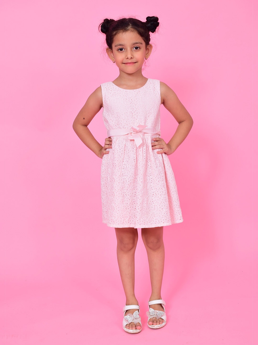 

NUEVOSDAMAS Girls Lace A-Line Dress, Pink