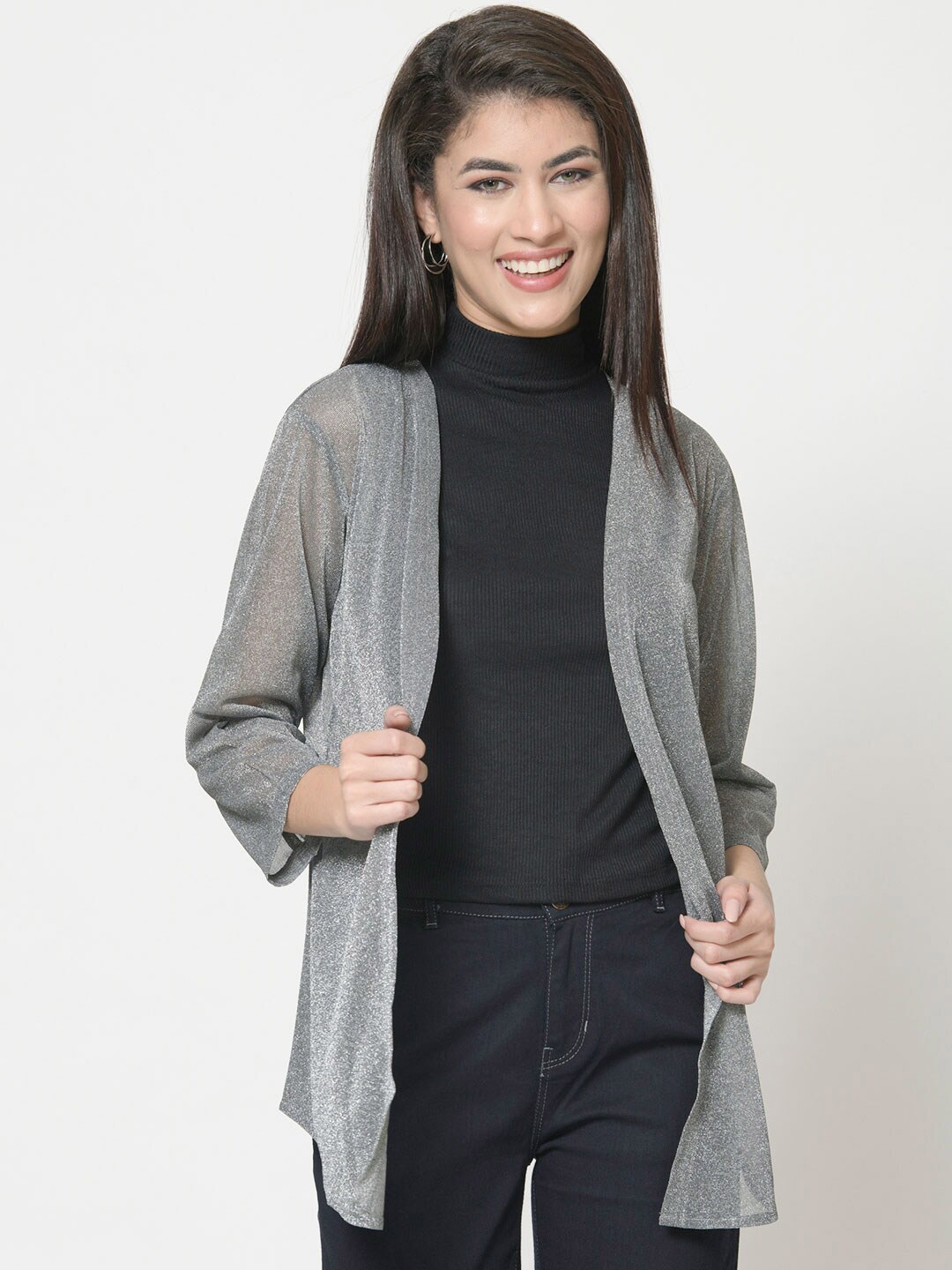 

urSense Women Open Front Shrug, Silver