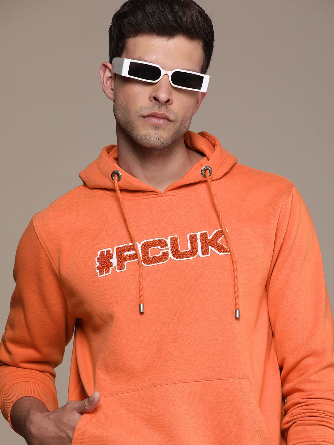 

FCUK Printed Sweatshirt with Applique, Orange
