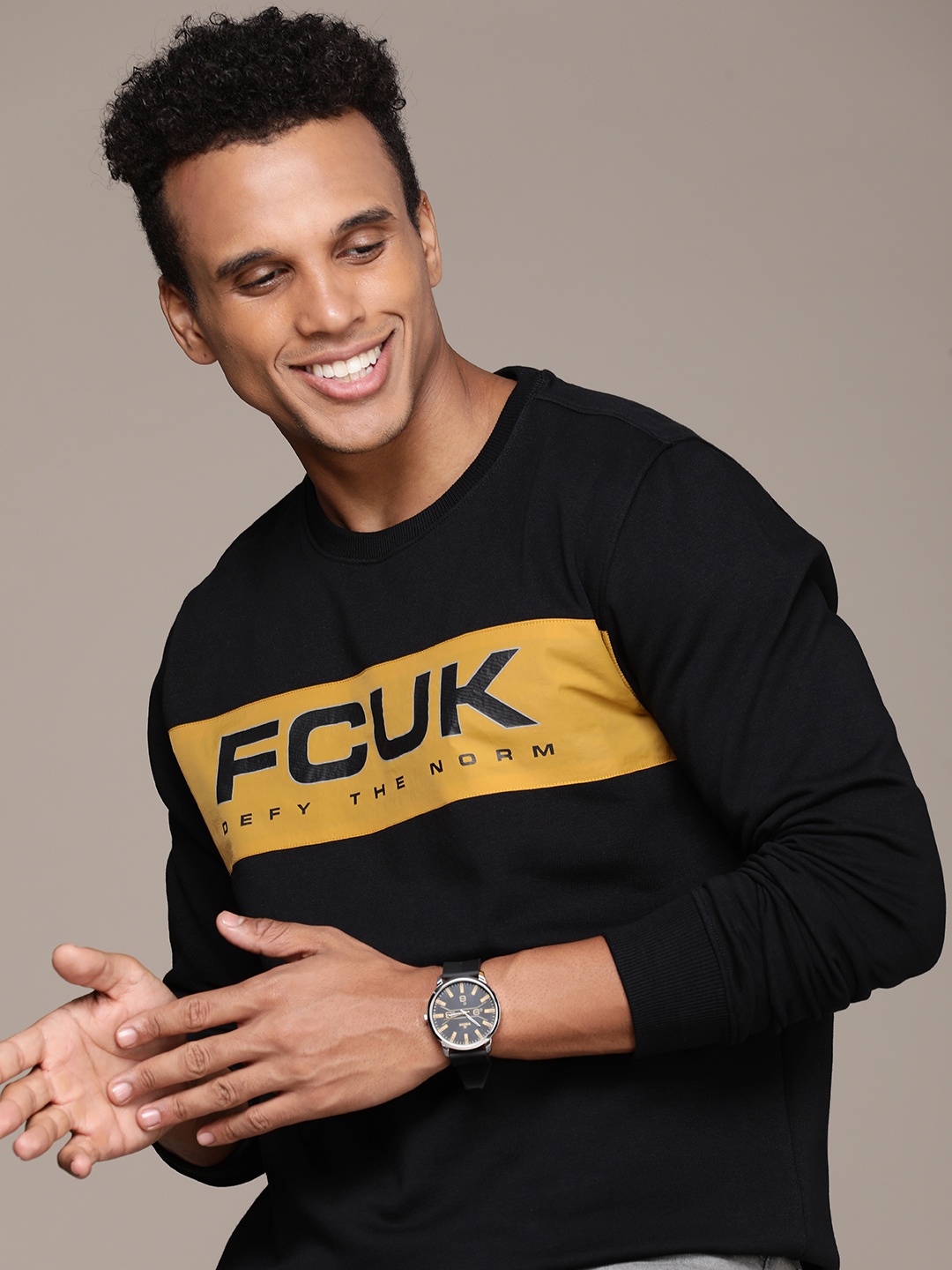 

FCUK Brand Logo Printed Sweatshirt, Black