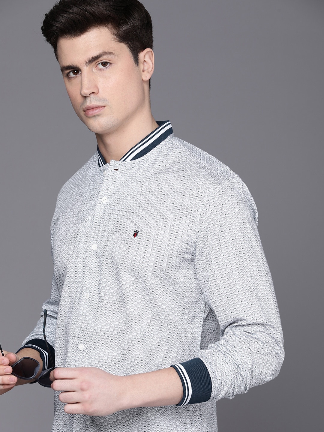 

Louis Philippe Jeans Super Slim Fit Printed Pure Cotton Casual Shirt, White