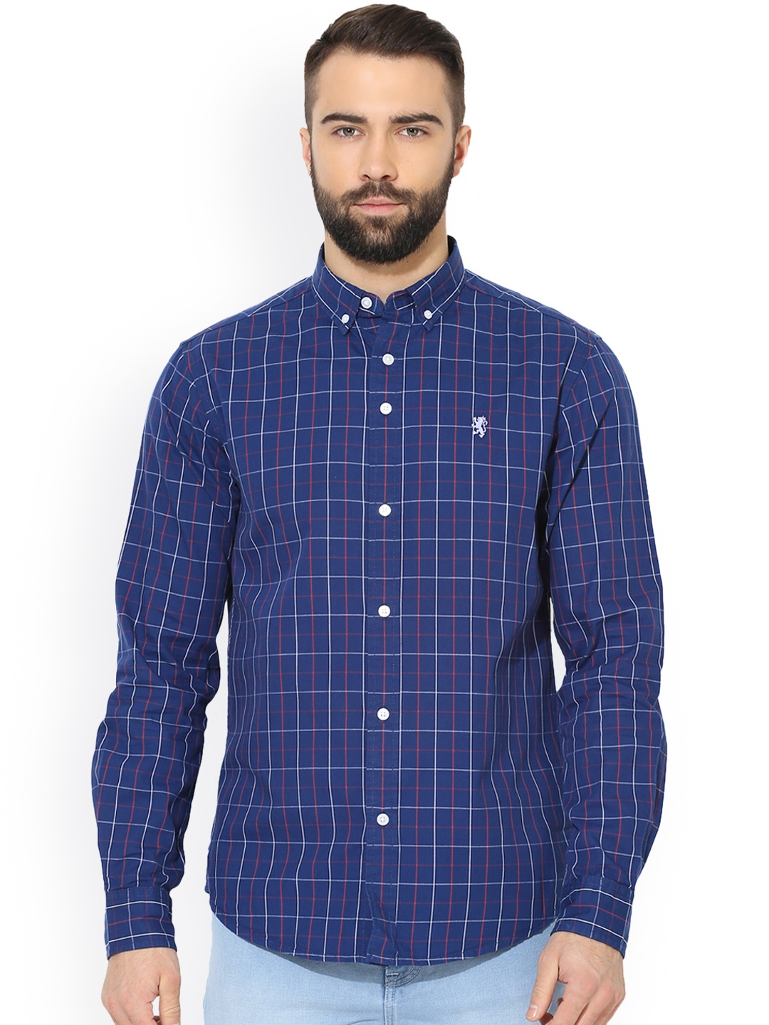 

Red Tape Men Blue Comfort Regular Fit Checked Casual Shirt