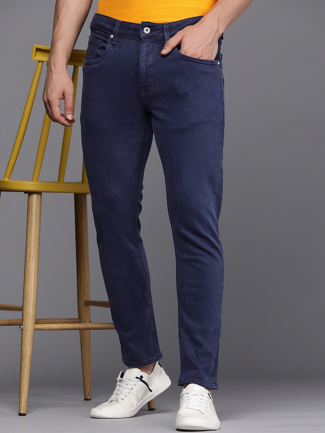

Louis Philippe Jeans Men Mid-Rise Smart Skinny Fit Stretchable Jeans, Navy blue