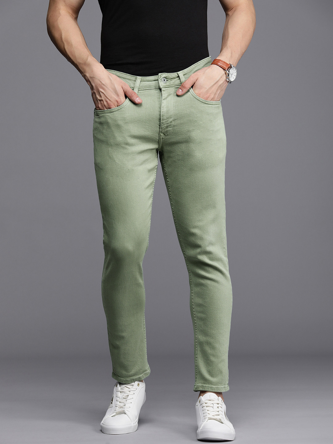 

Louis Philippe Jeans Men Smart Skinny Fit Stretchable Jeans, Fluorescent green