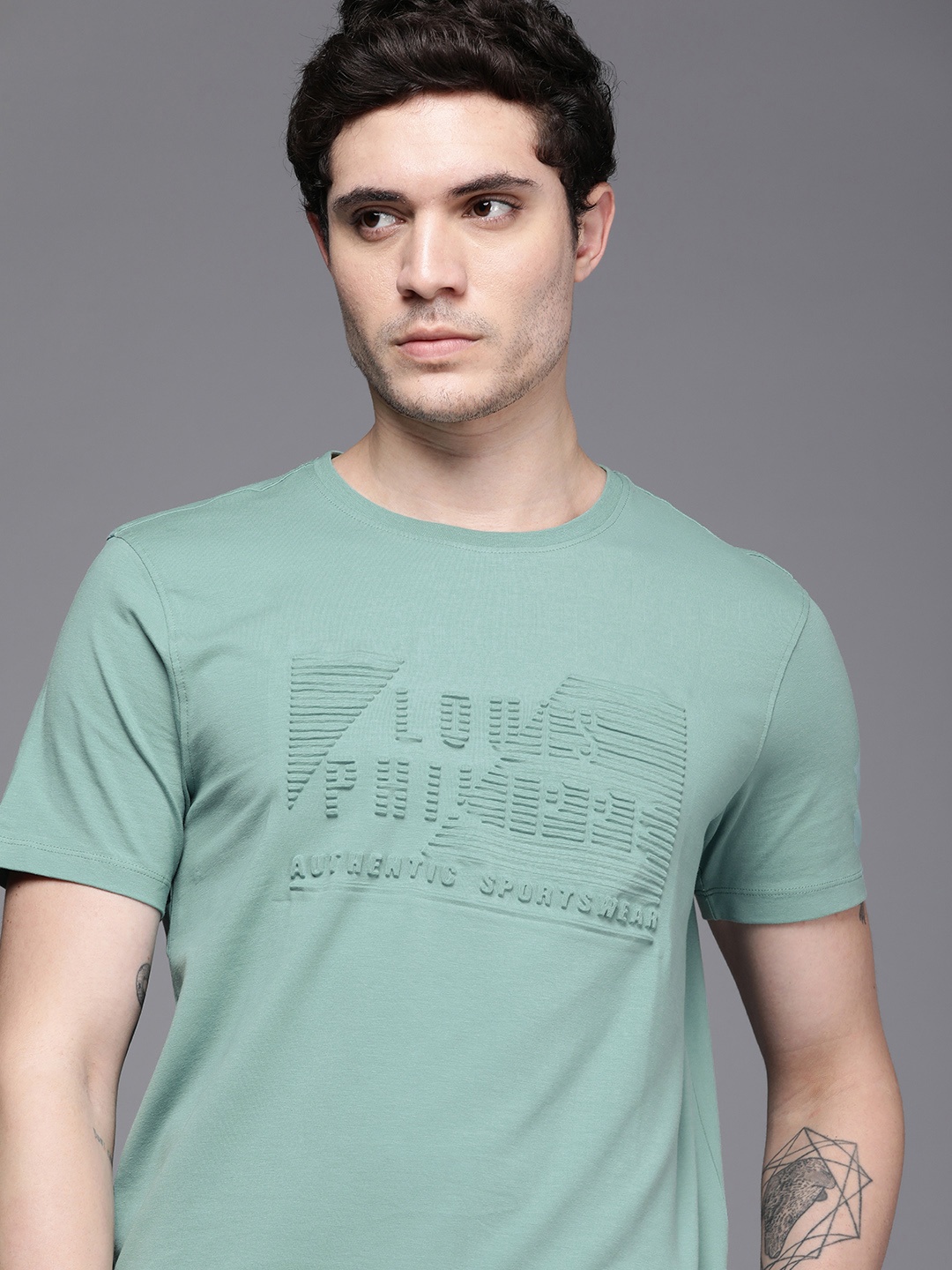 

Louis Philippe Sport Embossed Brand Logo T-shirt, Sea green