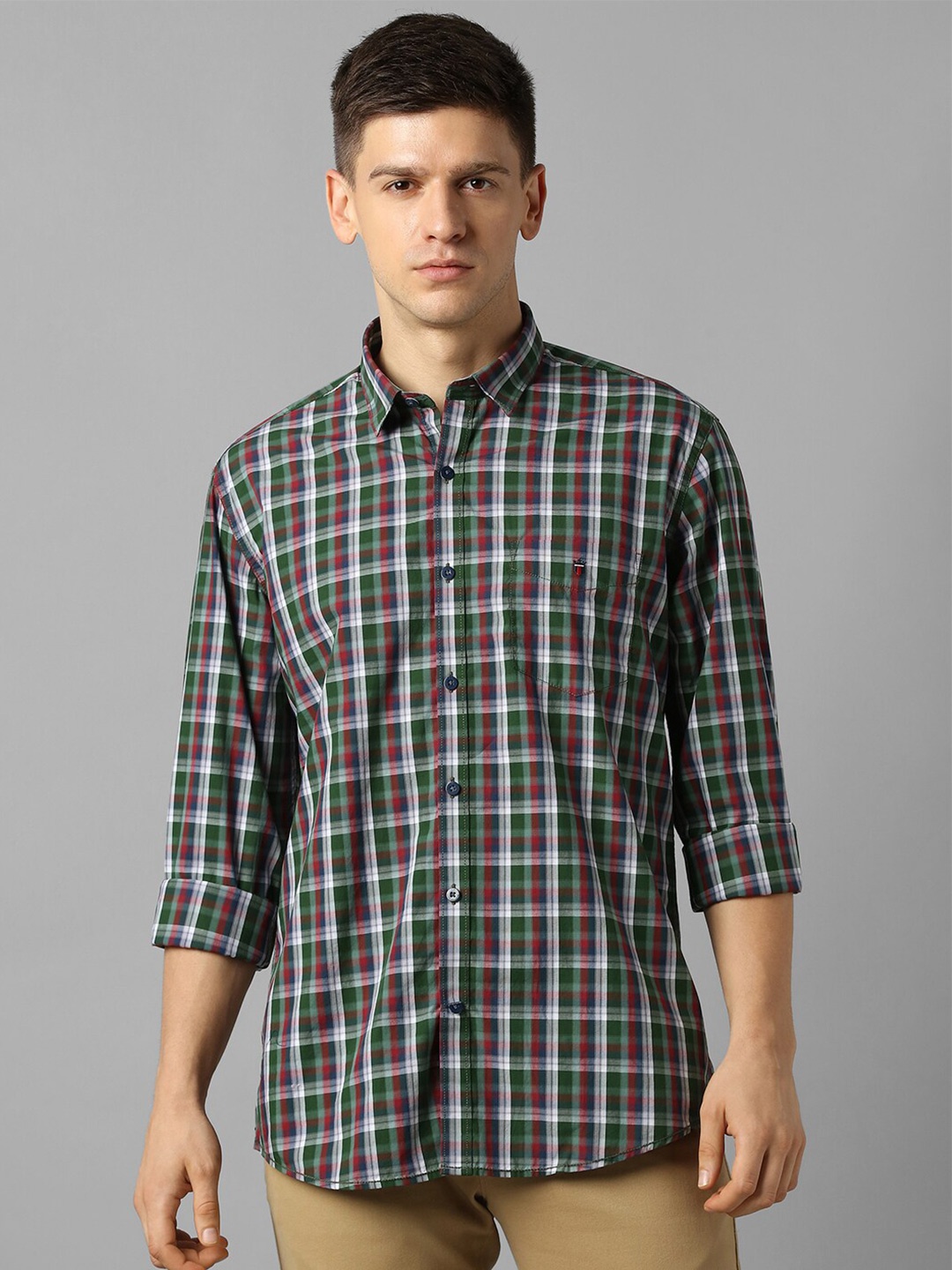 

Louis Philippe Sport Slim Fit Tartan Checked Pure Cotton Casual Shirt, Green