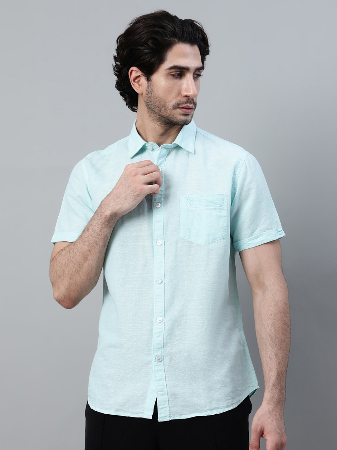 

Cantabil Spread Collar Casual Shirt, Turquoise blue