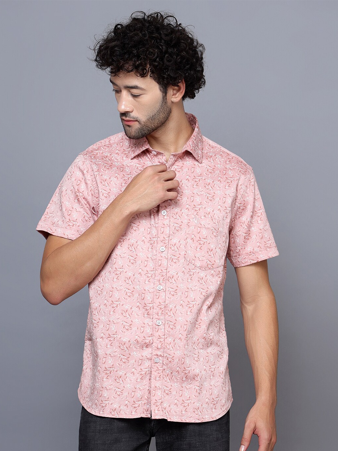 

Cantabil Floral Printed Casual Cotton Shirt, Pink