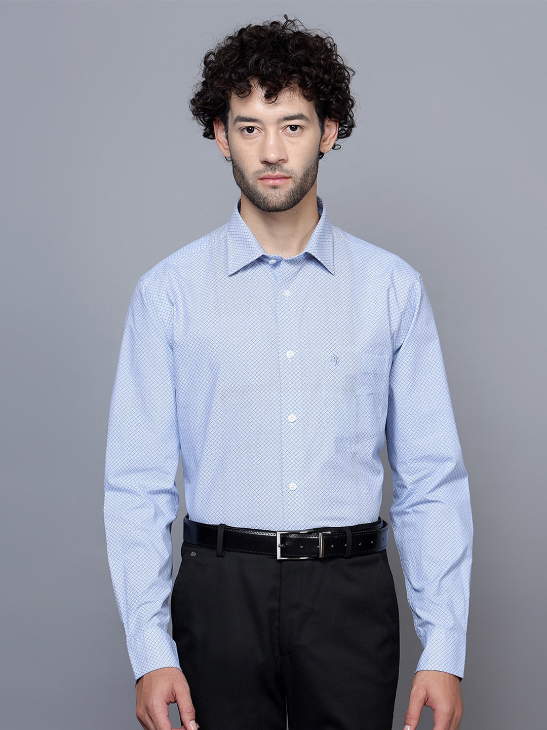 

Cantabil Micro Ditsy Printed Formal Cotton Shirt, Blue