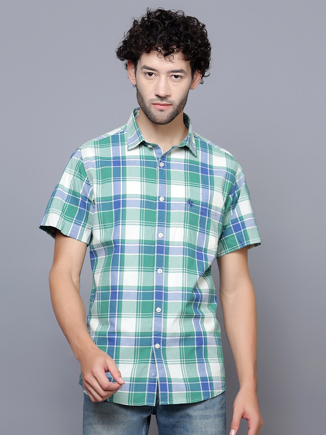 

Cantabil Smart Tartan Checks Opaque Checked Casual Shirt, Green