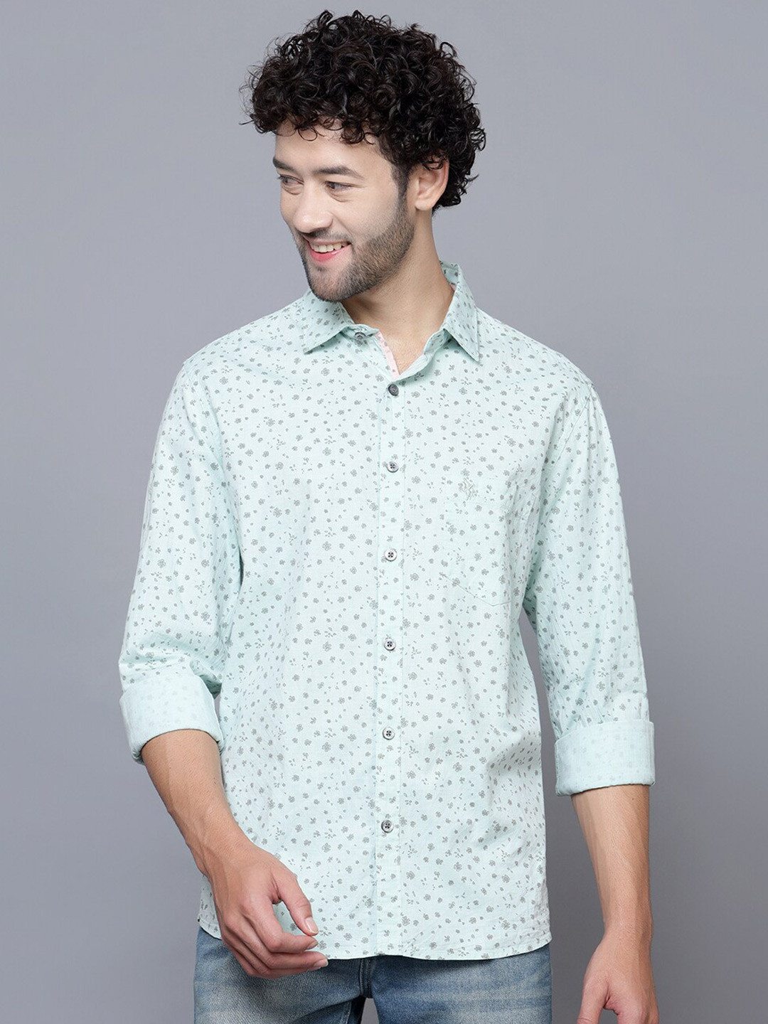 

Cantabil Smart Floral Opaque Printed Casual Shirt, Green
