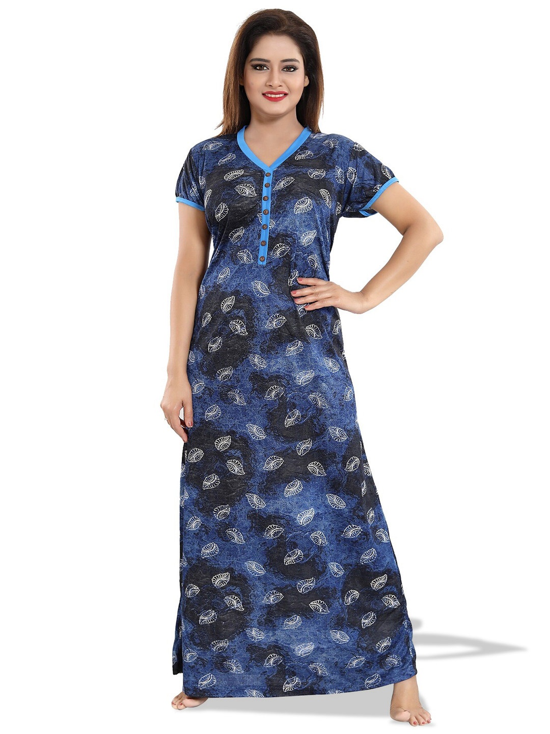 

SHOPPING STATION Floral Printed Satin Maxi Nightdress, Blue