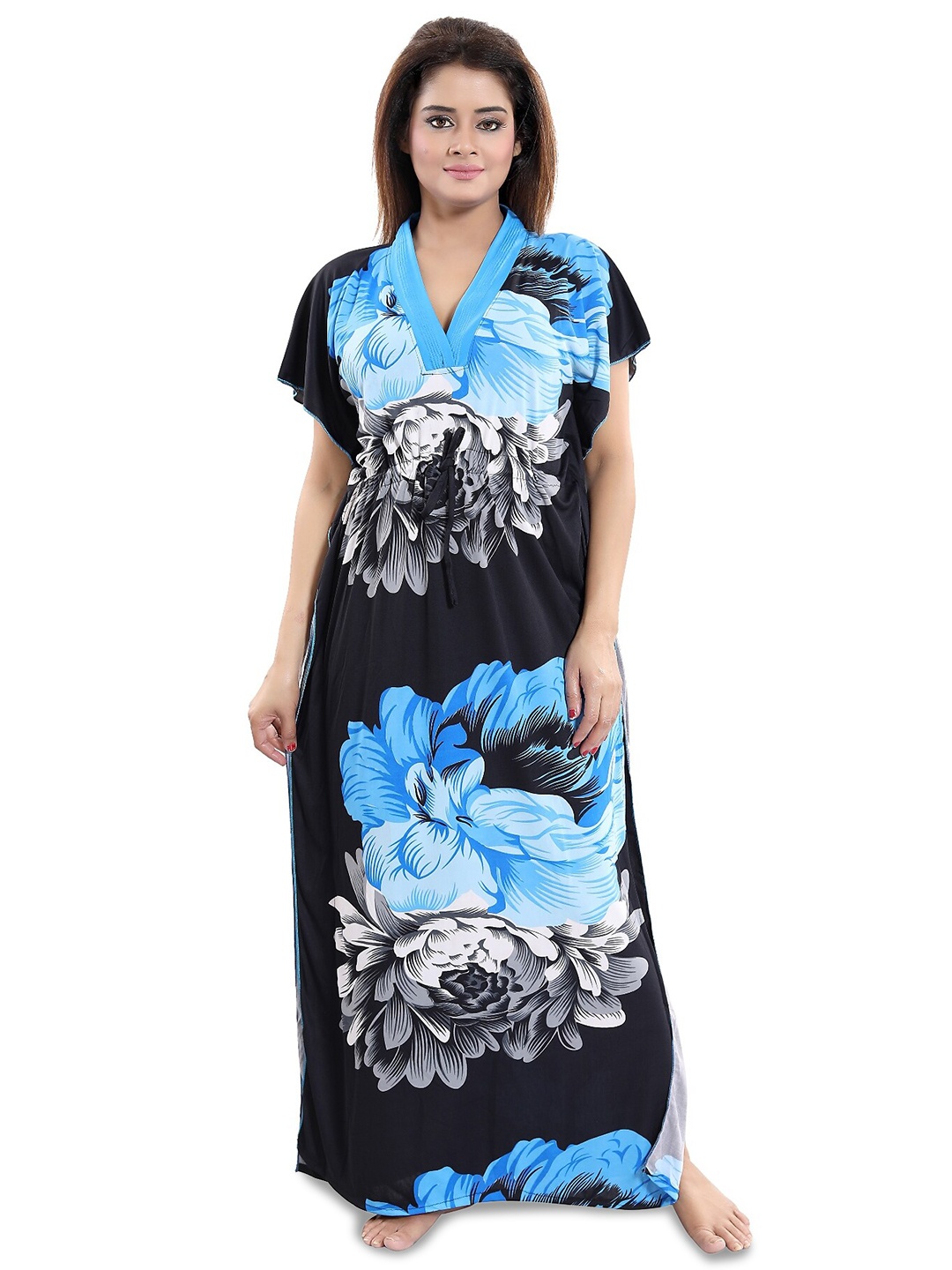 

SHOPPING STATION Floral Printed Satin Maxi Nightdress, Black