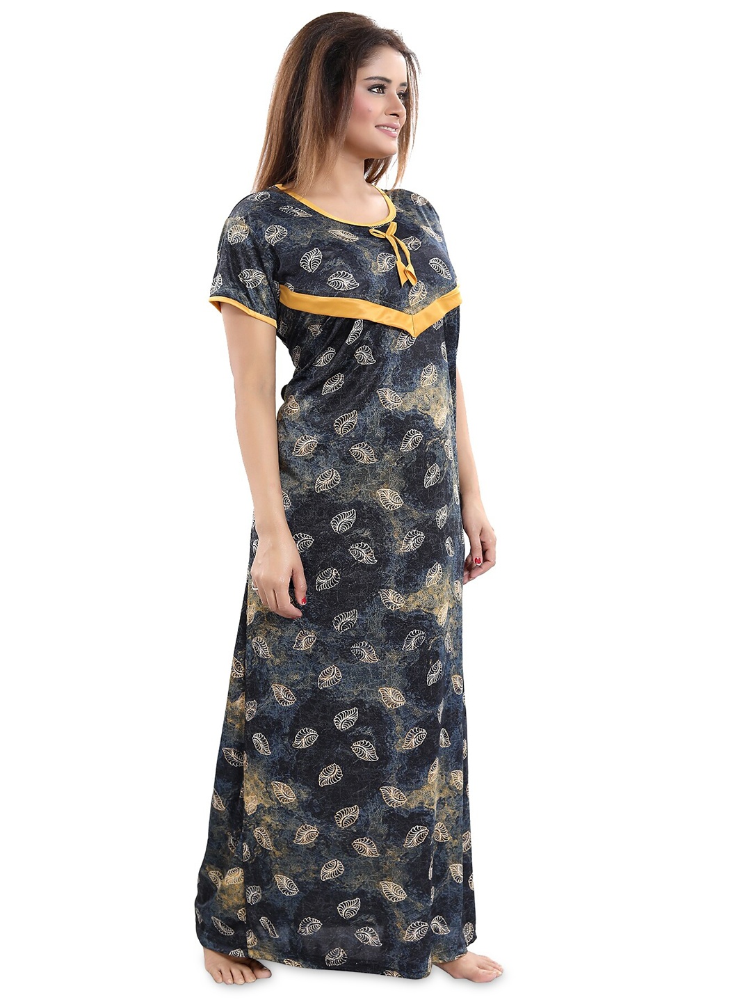 

SHOPPING STATION Floral Printed Satin Maxi Nightdress, Grey