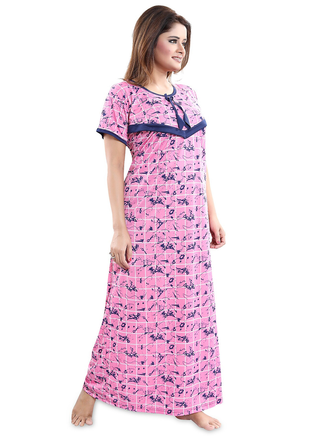 

SHOPPING STATION Abstract Printed Satin Maxi Nightdress, Pink