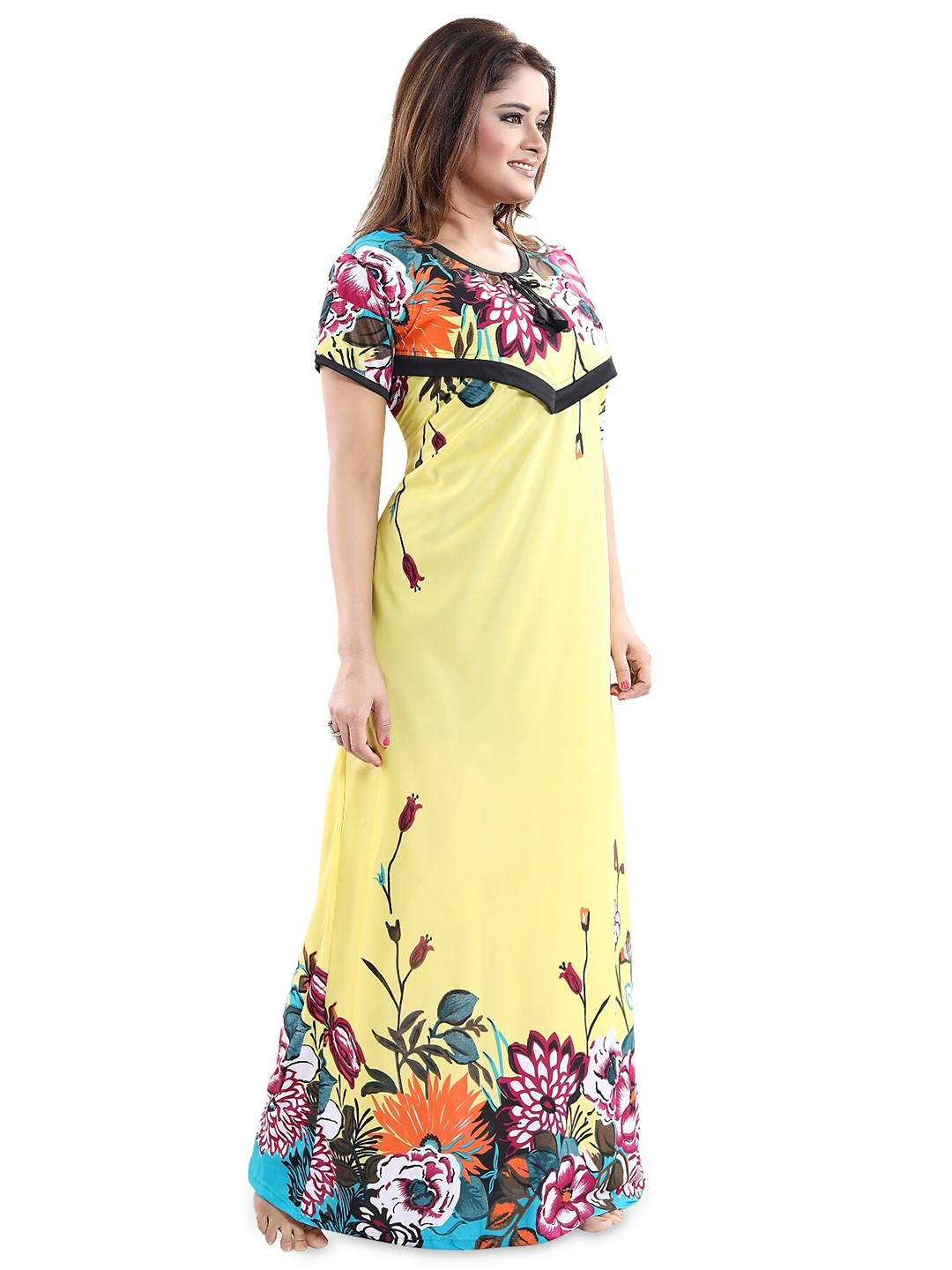 

SHOPPING STATION Floral Printed Satin Maxi Nightdress, Yellow