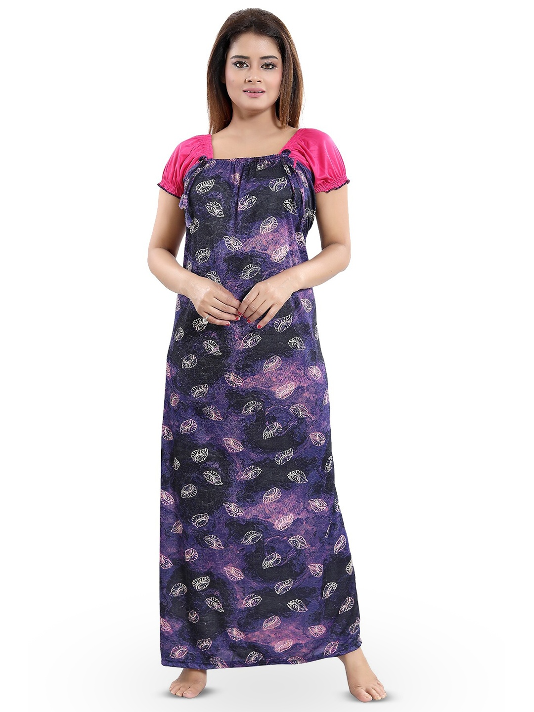 

SHOPPING STATION Floral Printed Satin Maxi Nightdress, Blue