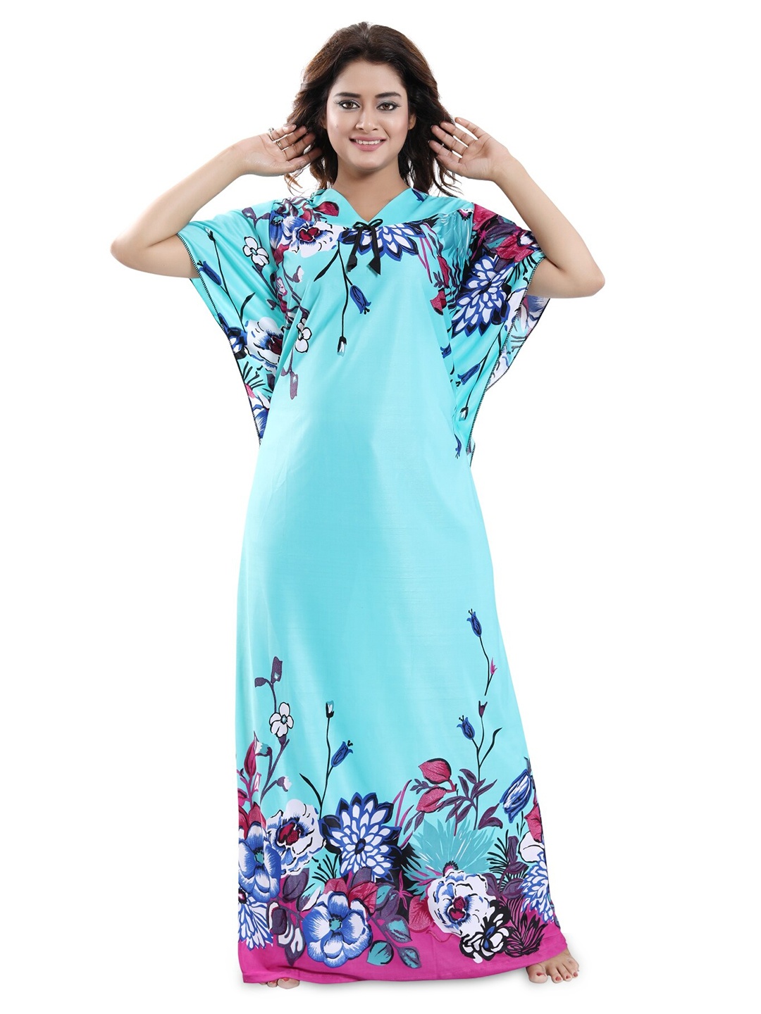 

SHOPPING STATION Floral Printed Satin Maxi Nightdress, Blue