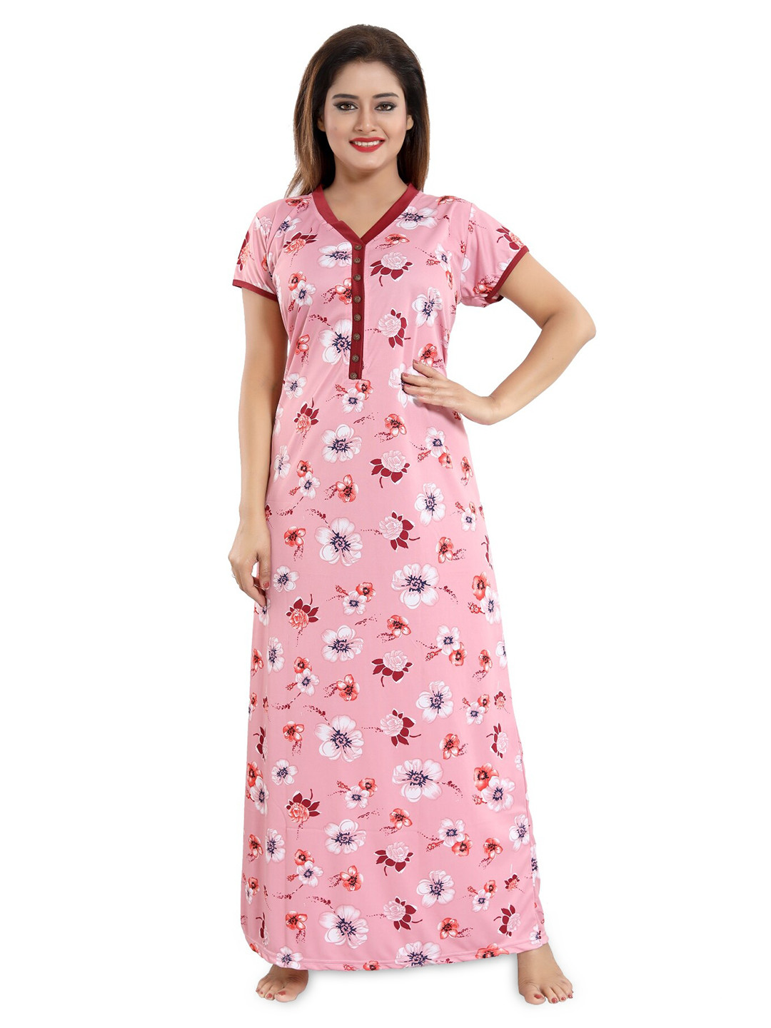 

SHOPPING STATION Floral Printed Satin Maxi Nightdress, Pink