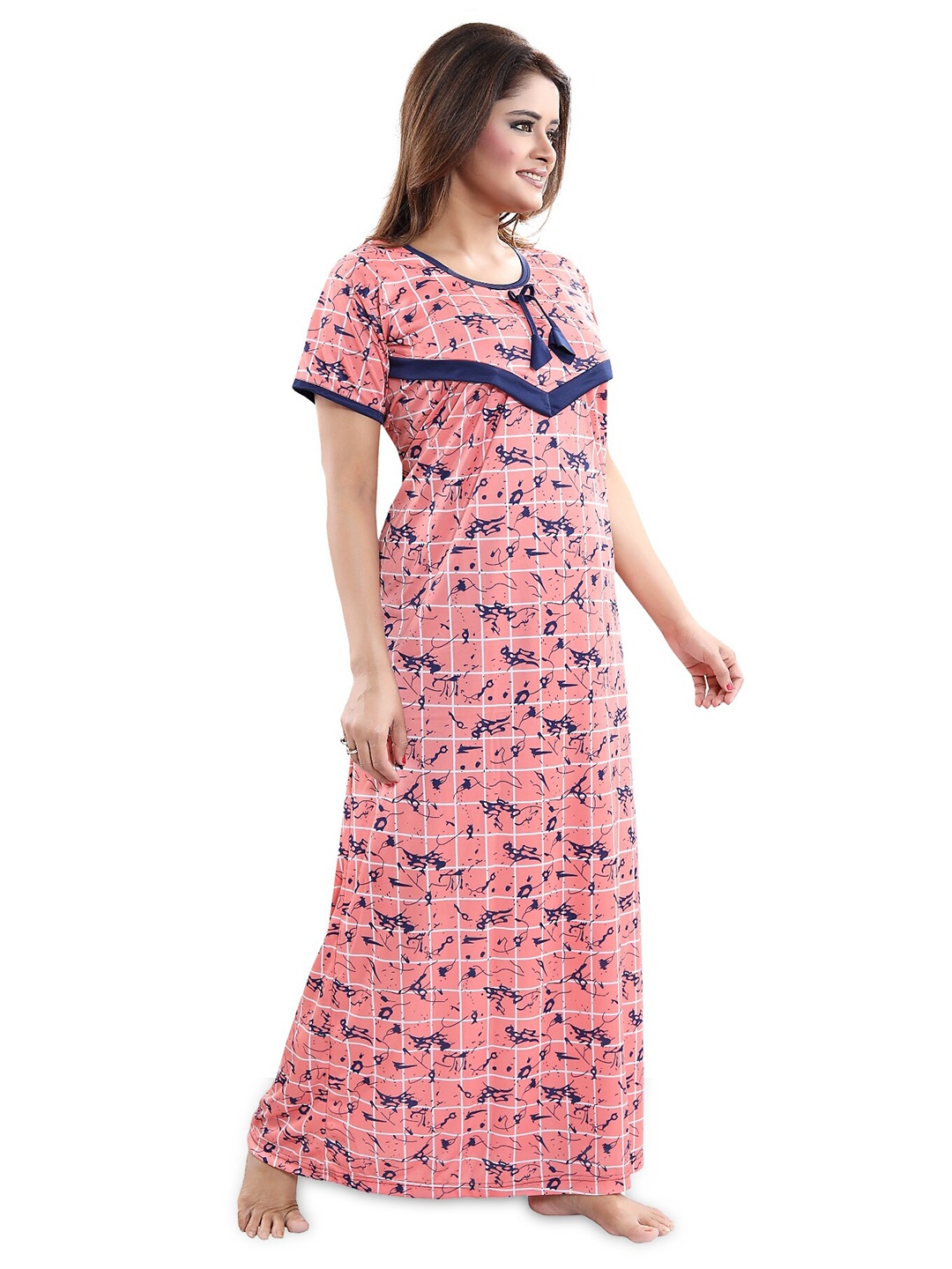

SHOPPING STATION Checked Satin Maternity Maxi Nightdress, Peach