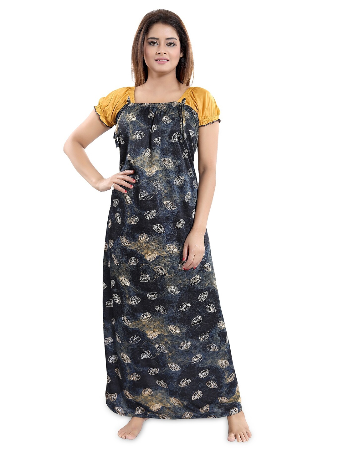 

SHOPPING STATION Floral Printed Satin Maxi Nightdress, Blue