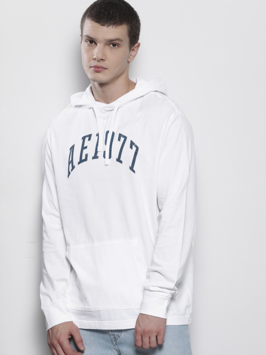 

AMERICAN EAGLE OUTFITTERS Printed Pure Cotton Hooded Sweatshirt, White