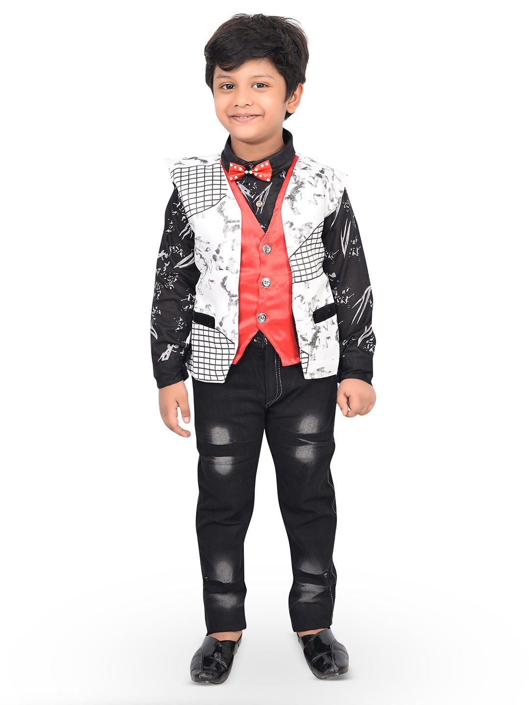 

KIDZAREA Boys 3-Piece Printed Suit Set, Black