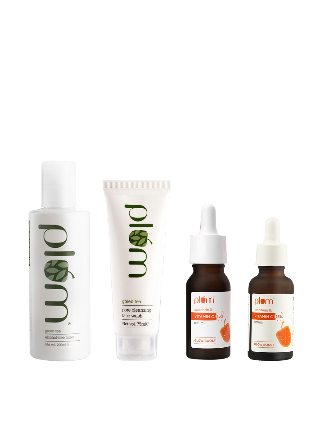

Plum Set of Green Tea Toner + Green Tea Face Wash + 2 Vitamin C Face Serums, White
