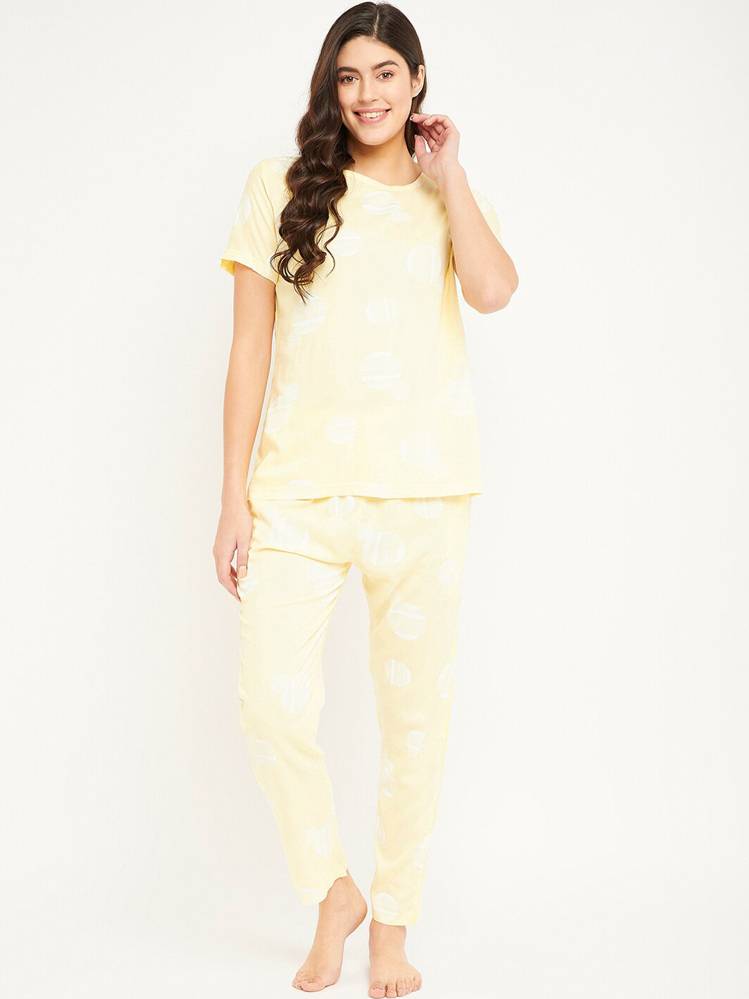 

FirstKrush Geometric Printed Night Suit, Yellow