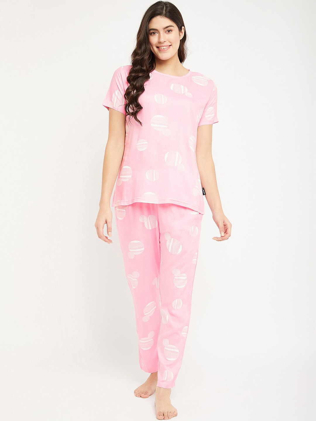 

FirstKrush Graphic Printed Night Suit, Pink